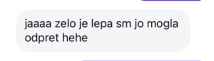 Mnenje stranke o ročno izdelani torbici: "jaaaa zelo je lepa, sem jo mogla odpreti hehe"