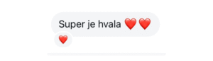 Zadovoljna stranka: "Super je, hvala ❤️❤️❤️" — mnenje o ročno izdelani torbici Mimibags