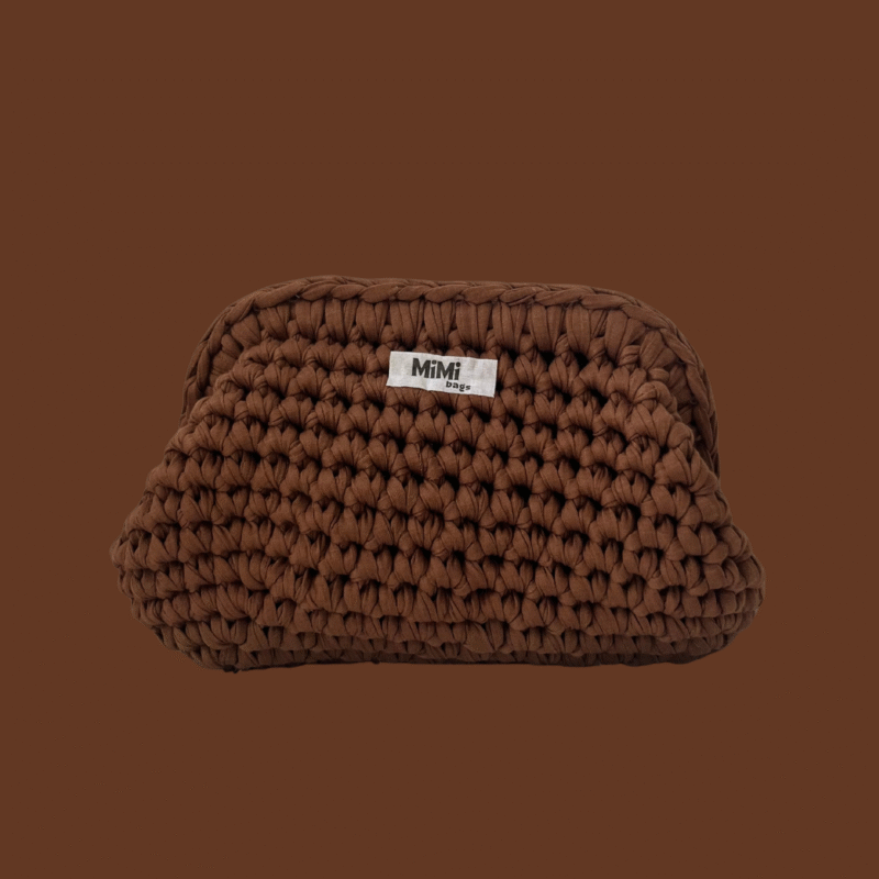 Svetlo rjava kvačkana torbica Clutch mini iz kvačkane preje