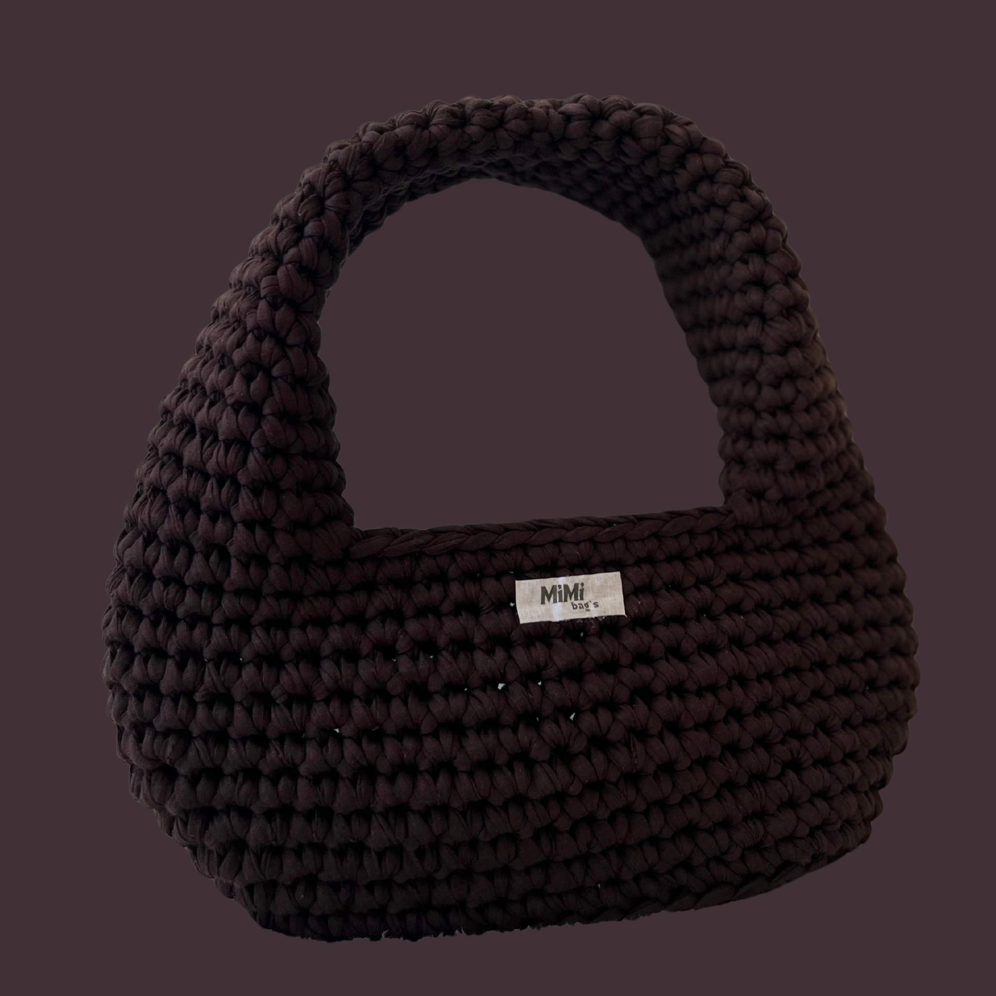 Temno rjava torbica Elegant Arc brez naramnice blagovne znamke mimibags